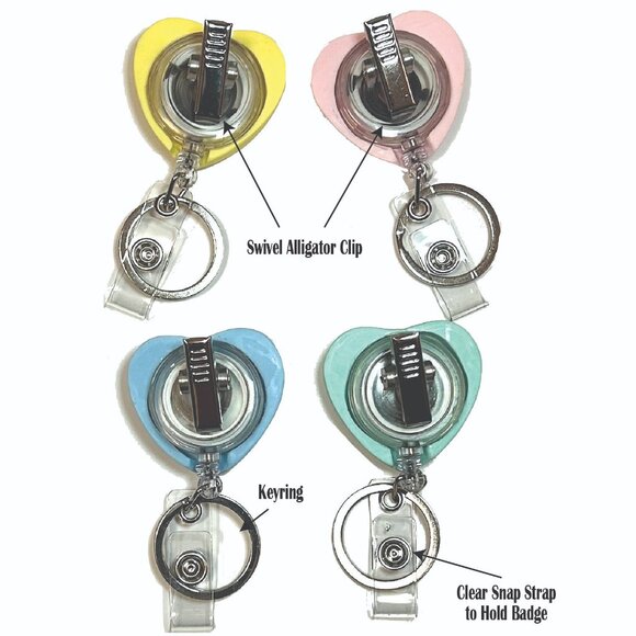 New Custom Handmade "CLIP & GO" Resin Art Badge Holders (Conversation Hearts) - Picture 4 of 5